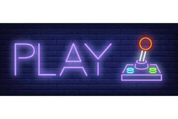 Download Play Neon Text with Retro Joystick. Vide - Joystick Collection